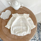 Baby Girl Solid Color Long-sleeve Jumpsuit Lace Doll Collar Onesie